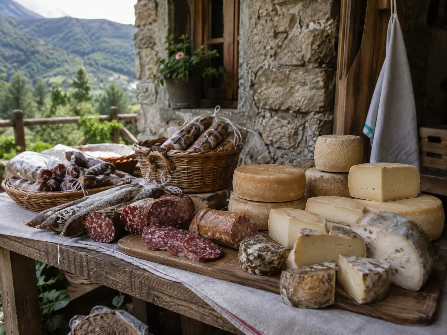 Fresh local produce arranged at a market table
