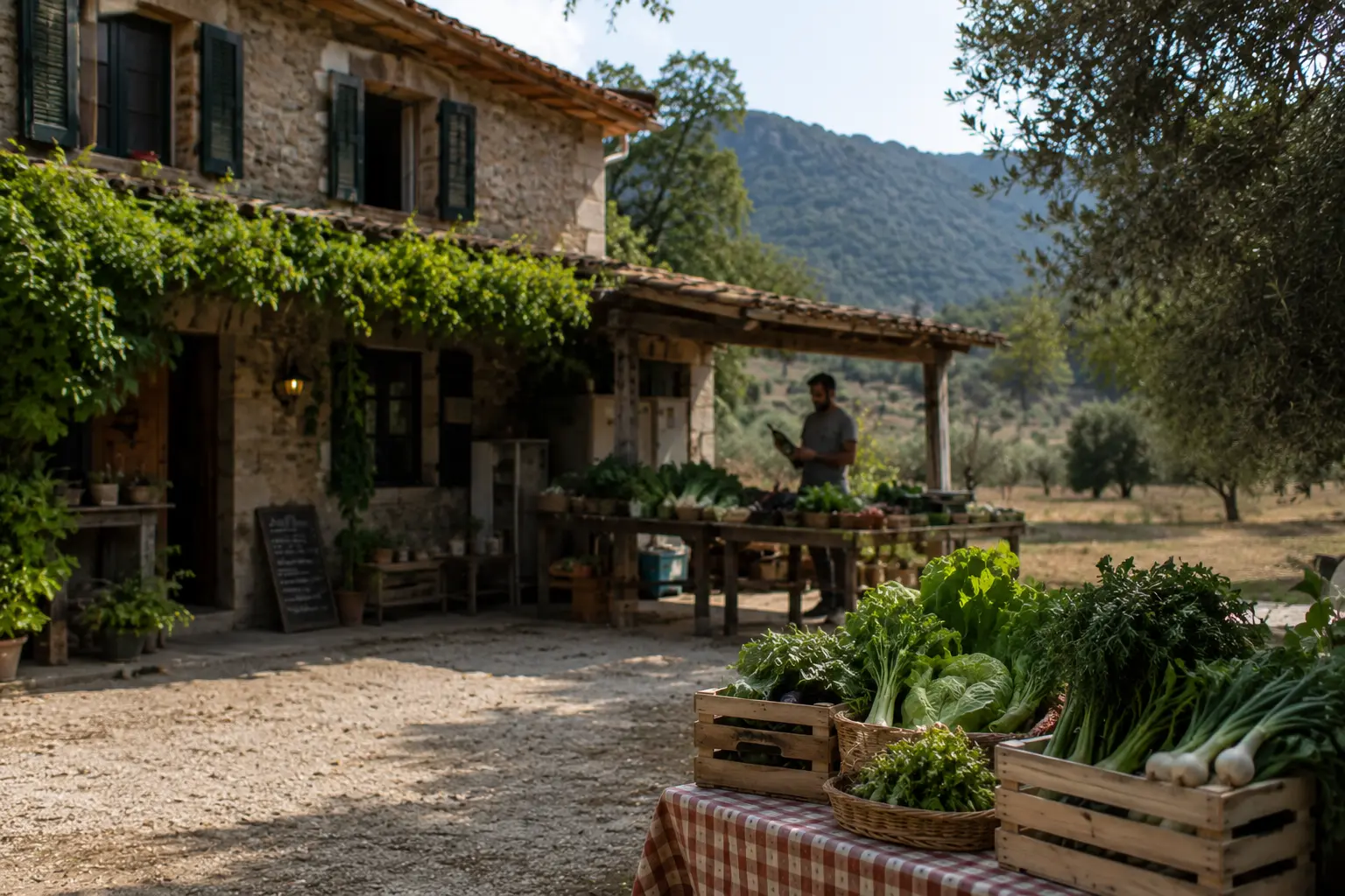 Farm products displayed for visitors